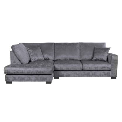 An Image of Carson Distressed Velvet Left Hand Corner Sofa Grey