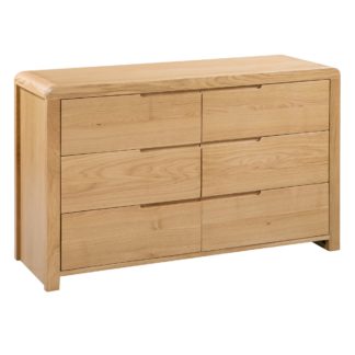 An Image of Curve Wide 6 Drawer Chest of Drawers Brown