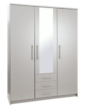 An Image of Argos Home Normandy Large 3 Dr 3 Drw Mirror Wardrobe - Grey