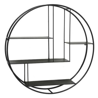 An Image of Black Round Wall Shelf Black