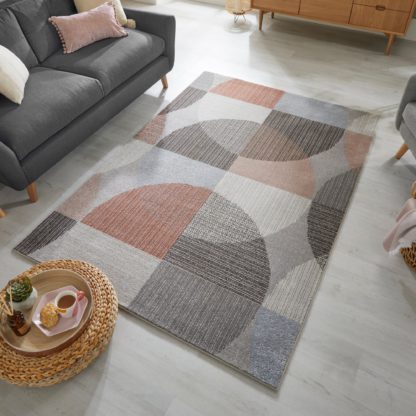 An Image of Centro Circles Rug Centro Circles Grey Ochre