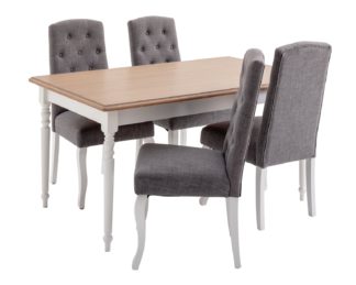 An Image of Argos Home Le Marais Oak Veneer Table & 4 Grey Chairs