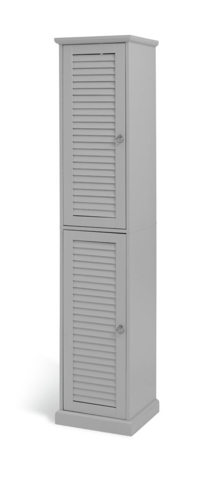 An Image of Argos Home Le Marais Louvered Tallboy - Grey