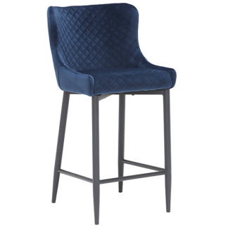 An Image of Rivington Fabric Counter Stool Dark Blue