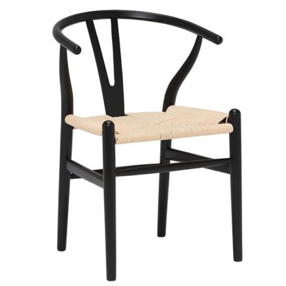 2498bbaa8572e59541eff640bae2a247b99c438c9d52c64d44c0c12a350c7cd4.jpg An Image of Hans Wishbone Dining Chair Black
