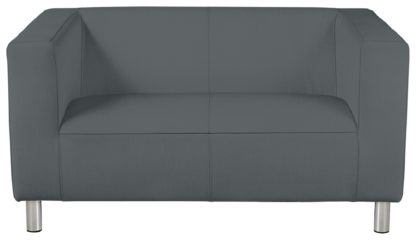 An Image of Habitat Moda Compact 2 Seater Fabric Sofa - Grey
