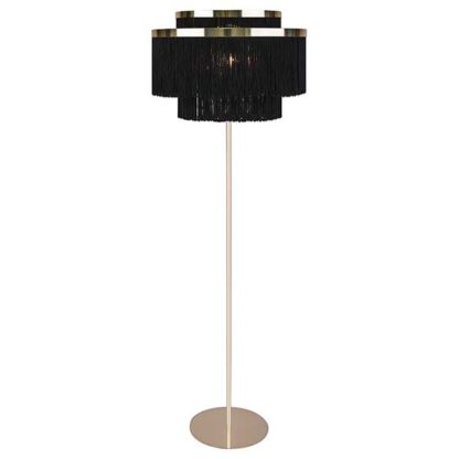 An Image of Black Tassel Floor Lamp Black and Gold