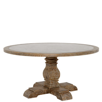 An Image of Woolton 152cm Round Dining Table Mid Burnt Oak and Bluestone