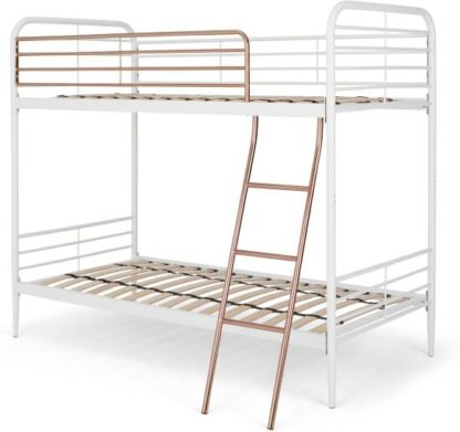 An Image of Alana Metal Bunk Bed, White and Copper