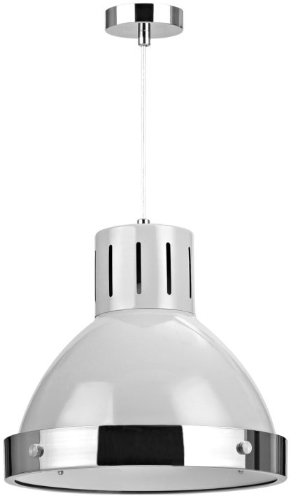 An Image of Vermont Pendant Light - Light Grey and Chrome