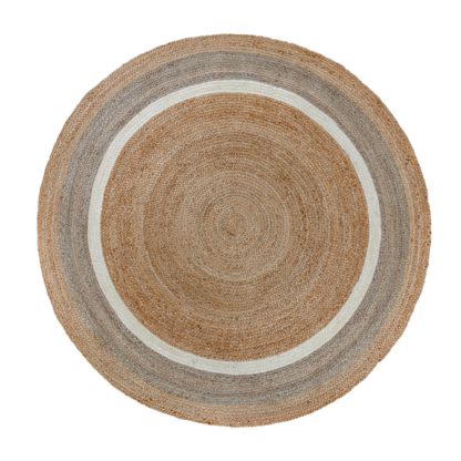 An Image of Natural Jute Border Circle Rug Natural