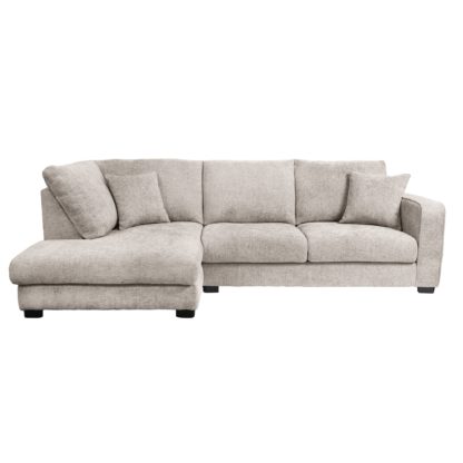 An Image of Carson Chunky Chenille Left Hand Corner Sofa Pebble