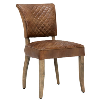An Image of Timothy Oulton Mimi Destroyed Leather Quilted Dining Chair Raw
