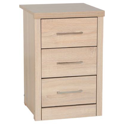 An Image of Lennon 3 Drawer Oak Bedside Chest Brown