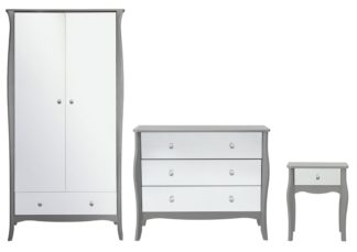 An Image of Argos Home Amelie 3 Piece 2 Door Mirrored Wardrobe Set -Grey