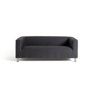 An Image of Habitat Moda 3 Seater Fabric Sofa - Grey