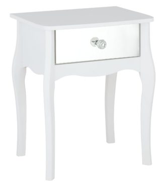 An Image of Argos Home Amelie 1 Drawer Mirrored Bedside Table - White