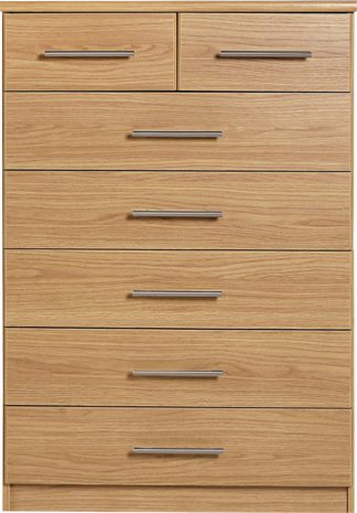 An Image of Argos Home Normandy 5+2 Drawer Chest - Oak Effect