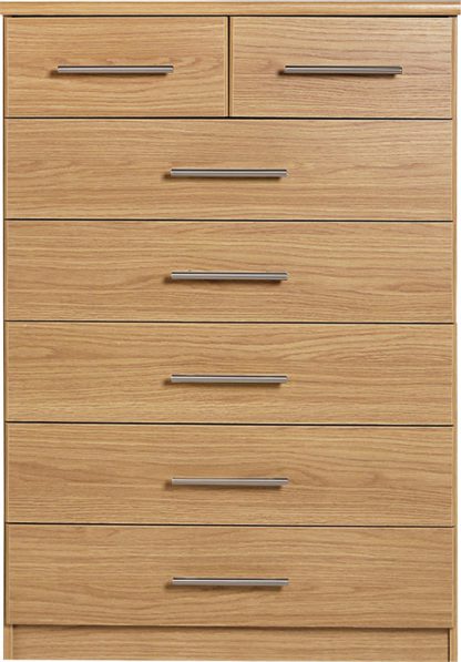 2fc1da410a2c3a5200804d30e0ea70e1b0452cf082dc051bc24bb5917f55673a.jpg An Image of Argos Home Normandy 5+2 Drawer Chest - Oak Effect