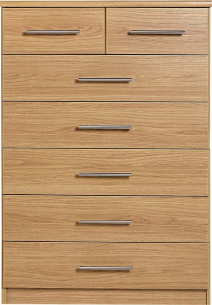 An Image of Argos Home Normandy 5+2 Drawer Chest - Oak Effect