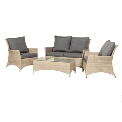 An Image of Lisbon 4 Seater Deluxe Conversation Set Cream