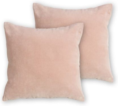 An Image of Lorna Set of 2 Velvet Cushions, 45 x 45 cm, Blush Pink