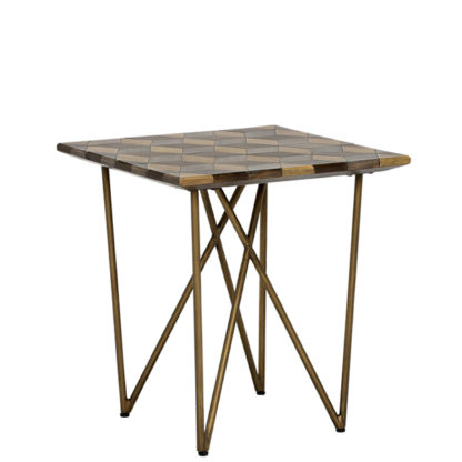 An Image of Facet Lamp Table Dark Mango Wood and Brass