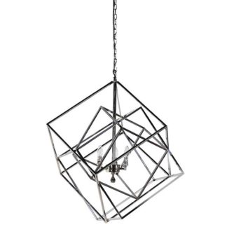 An Image of Geometric Box Pendant Shiny Metallic Finish