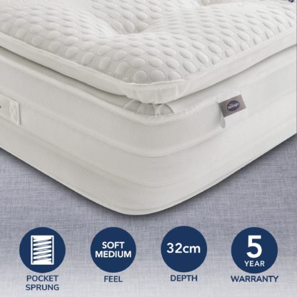 An Image of Silentnight Soft Medium 2000 Pocket Geltex Pillowtop Mattress White