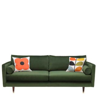 An Image of Orla Kiely Mimosa Large Sofa Plain Velvet