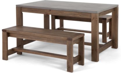 34c6301e4f110b5e2b086c65990bd3ea78ae112aa48464da05a5b15b40dd6d82.jpg An Image of Bala Dining Table and Bench Set, Solid wood and Concrete