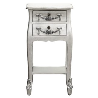 An Image of Toulouse Silver 2 Drawer Bedside Table Silver