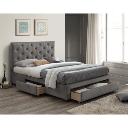 An Image of Monet Grey Fabric Bed Frame Grey