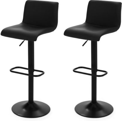 An Image of Set of 2 Sean Adjustable Bar Stools, Black