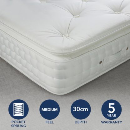 An Image of Fogarty Medium SuperFull Pillowtop 2000 Pocket Sprung Mattress White