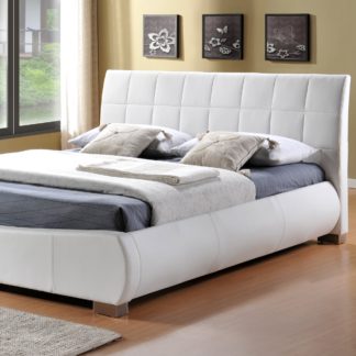 An Image of Dorado White Faux Leather Bed Frame White