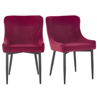 An Image of Montreal Set of 2 Dining Chairs Merlot Velvet Merlot