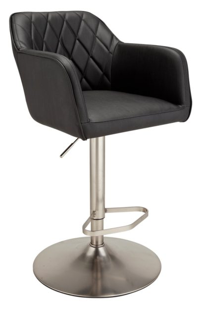 An Image of Argos Home Ellington Quilted Faux Leather Bar Stool - Grey