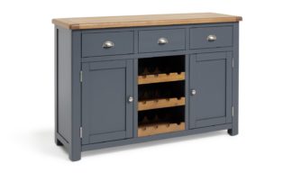 An Image of Habitat Kent 2 Door Oak & Oak Veneer Sideboard - Grey