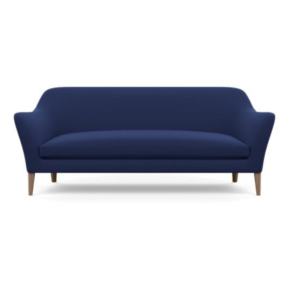 An Image of Wallis 4 Seater Sofa Melton Wool New Navy Walnut Feet