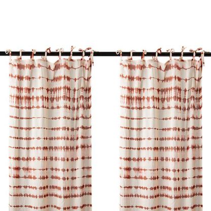 An Image of Pair of Tie Dye Hanging Drapes Red