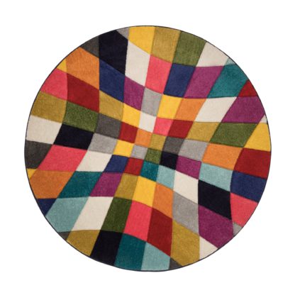 An Image of Rhumba Geometric Rug Blue, Pink and White