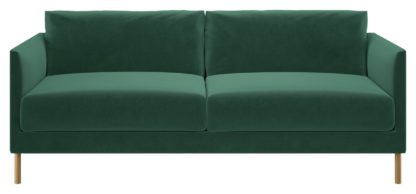 An Image of Habitat Hyde 3 Seater Velvet Sofa - Yellow