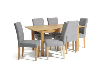 An Image of Habitat Clifton Extending Table & 6 Tweed Chairs - Grey