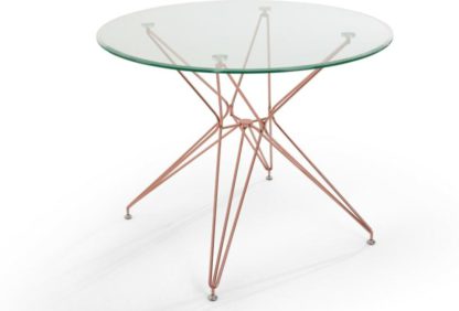An Image of Belden Round Dining Table, Glass and Copper