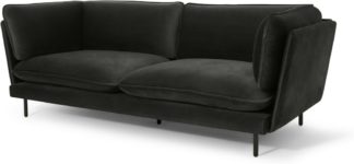 An Image of Wes 3 Seater Sofa, Dark Anthracite Velvet
