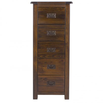 An Image of Boston Narrow 5 Tallboy Drawer Chest Brown
