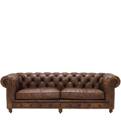 An Image of Asquith Leather 3 Seater Chesterfield Sofa