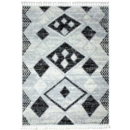 An Image of Ayran Rug Grey and Black