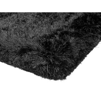 An Image of Plush Hand Woven Rug Black